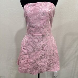 Pink Jacquard Strapless mini corsette Dress size L